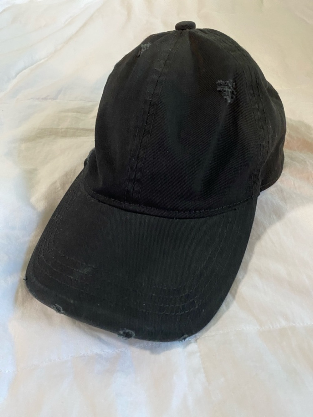 Black Distressed Baseball Cap